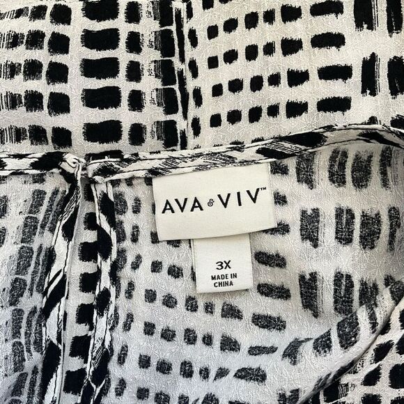 Ava & Viv Womens Size 3X Peplum Sleeveless Blouse Top Black White Flowy NWT - Picture 12 of 16